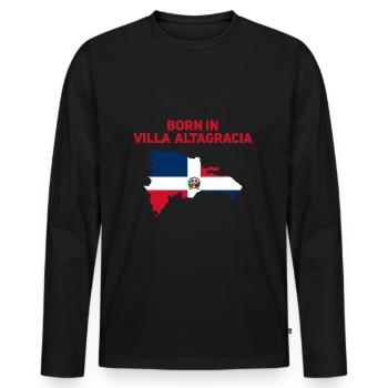 République dominicaine - T-shirt manches longues Premium bio Homme - noir - Devant - Nico (187cm)