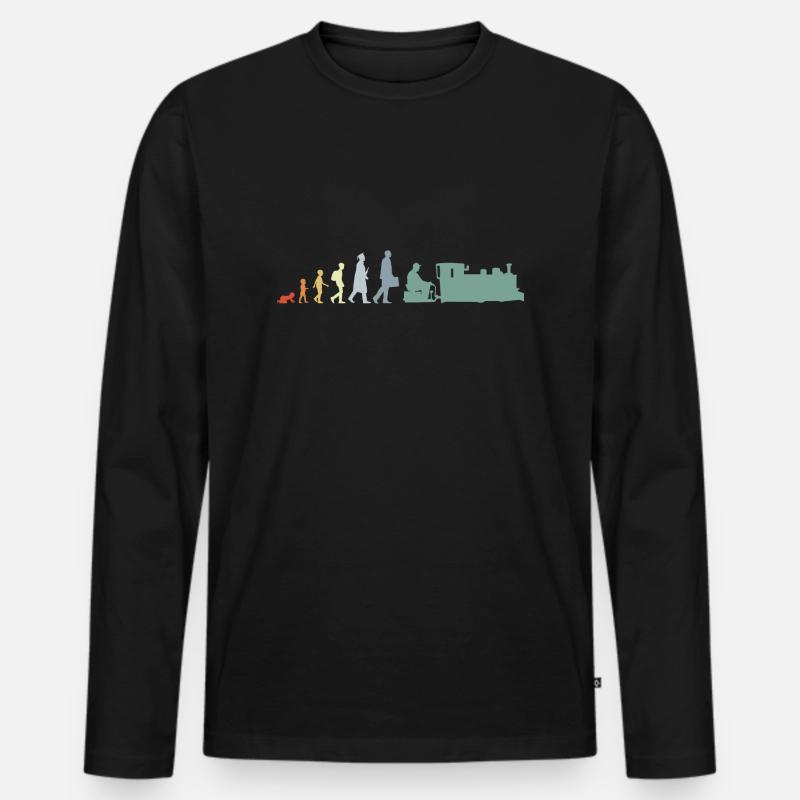 Trainspotter Evolution - Männer Premium Bio Langarmshirt - Schwarz