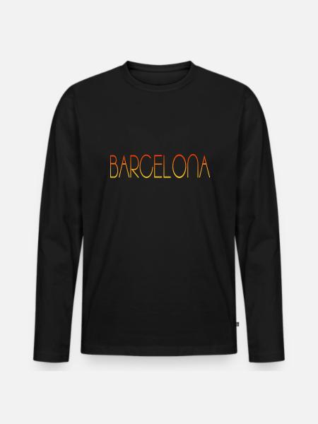 Barcelona - Männer Premium Bio Langarmshirt - Schwarz