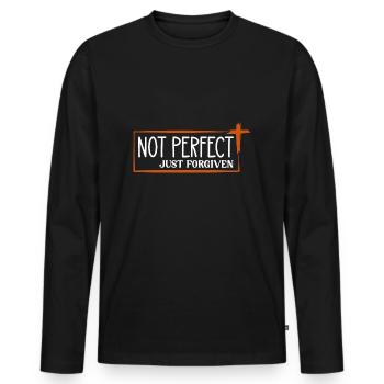Messages de la Bible Vient d’être pardonné - T-shirt manches longues Premium bio Homme - noir - Devant - Nico (187cm)