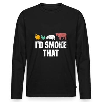 I'D SMOKE THAT Funny BBQ Smoker Barbecue - Männer Premium Bio Langarmshirt - Schwarz - Vorne - Nico (187cm)