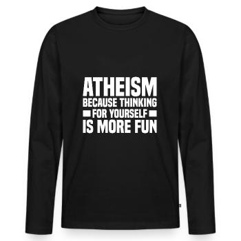 Atheismus Skeptiker Atheisten Atheist Wissenschaft - Männer Premium Bio Langarmshirt - Schwarz - Vorne - Nico (187cm)