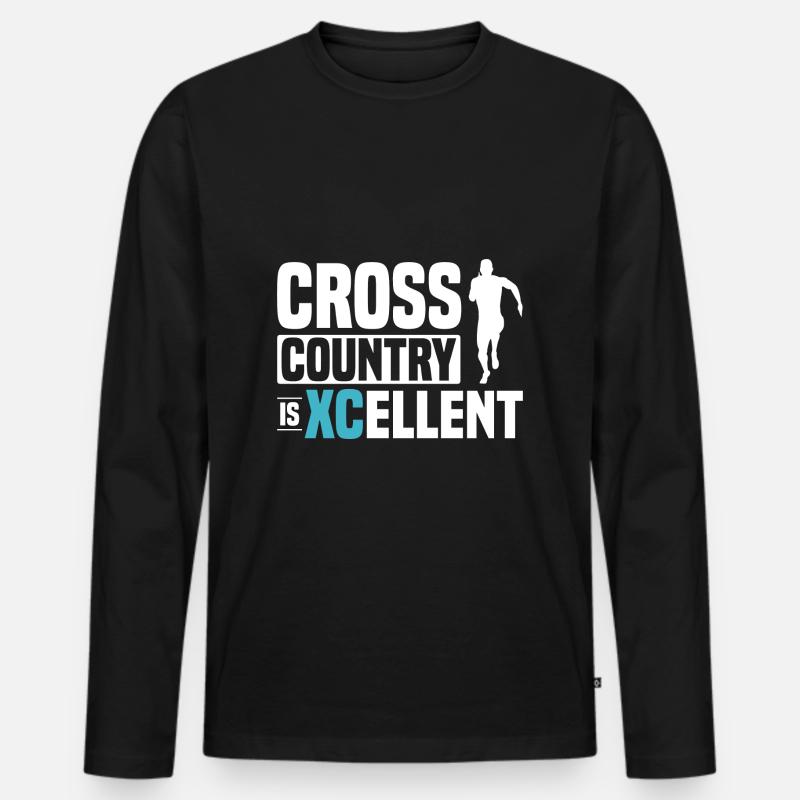 Crosslaufen - Männer Premium Bio Langarmshirt - Schwarz