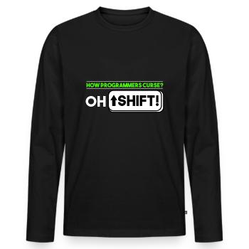 Programming - How programmers curse Oh shift - Men's Premium Organic Long Sleeve Shirt - black - Front - Nico (187cm)