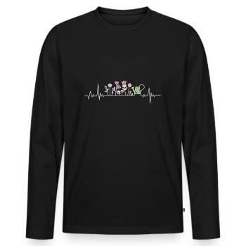 Gartenarbeit Herzschlag - Männer Premium Bio Langarmshirt - Schwarz - Vorne - Nico (187cm)
