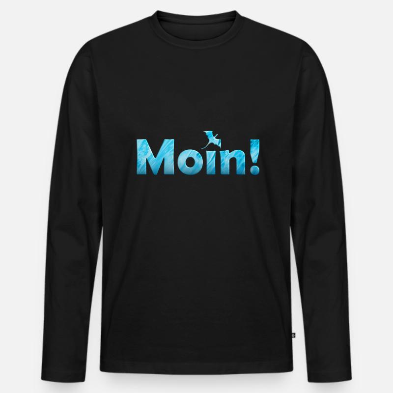 Moin Drache - Männer Premium Bio Langarmshirt - Schwarz