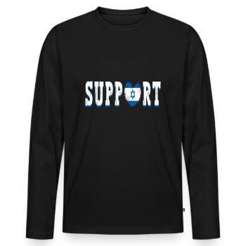 Solidarity Israel - Stand with israel - Support - Men's Premium Organic Long Sleeve Shirt - black - Front - Nico (187cm)