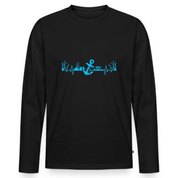 Löppt Heartbeat - T-shirt manches longues Premium bio Homme - noir - Devant - Nico (187cm)