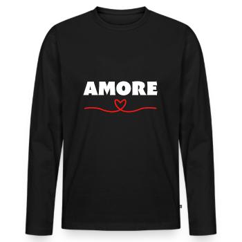 Amore Schatz Darling Valentinstag Herz - Männer Premium Bio Langarmshirt - Schwarz - Vorne - Nico (187cm)