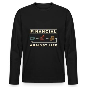 Analyste financier Vie Conseiller financier Drôle - T-shirt manches longues Premium bio Homme - noir - Devant - Nico (187cm)