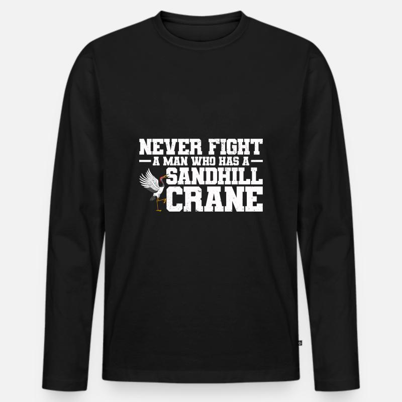 Kranich - Männer Premium Bio Langarmshirt - Schwarz