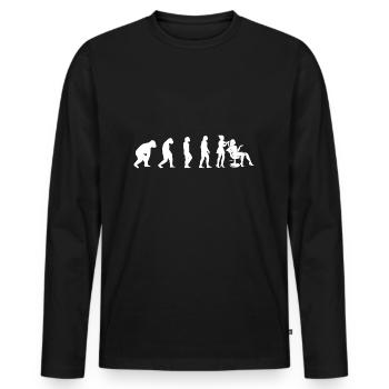 Frisses ciseaux coiffeur evolution femme fille - T-shirt manches longues Premium bio Homme - noir - Devant - Nico (187cm)