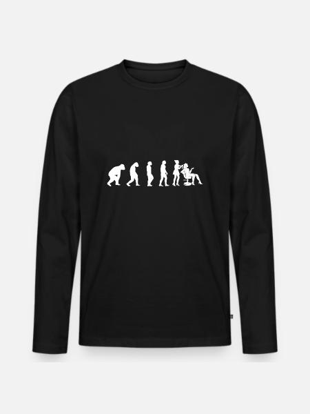 Frisöse Scheren Friseur Evolution Frau Mädchen - Männer Premium Bio Langarmshirt - Schwarz