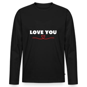 Love you Heart Be Me Valentine - T-shirt manches longues Premium bio Homme - noir - Devant - Nico (187cm)