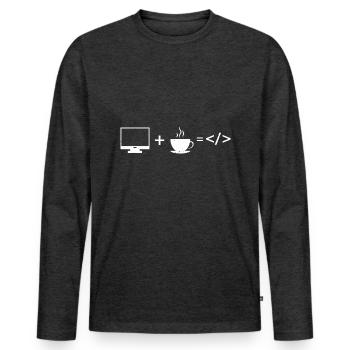 Cyber Security Design für IT Sicherheit und Hacker - Männer Premium Bio Langarmshirt - Anthrazit meliert - Vorne - Nico (187cm)