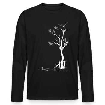dead tree with cormorants - Men's Premium Organic Long Sleeve Shirt - black - Front - Nico (187cm)