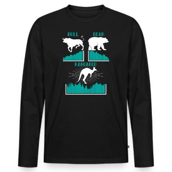 Bull Bear und Kangaroo Market Volatility Trader - Männer Premium Bio Langarmshirt - Schwarz - Vorne - Nico (187cm)