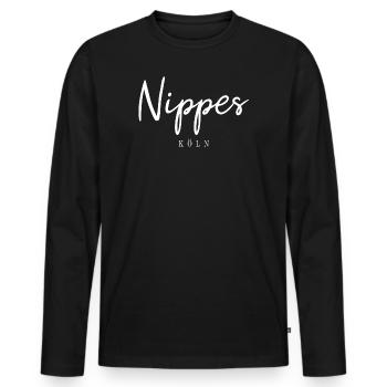 Köln Nippes Veedel Bezirk Stadtteil Kölsch - Männer Premium Bio Langarmshirt - Schwarz - Vorne - Nico (187cm)