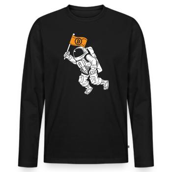 Bitcoin zum Mond Bitcoin Geschenk Astronaut Bitcoin - Männer Premium Bio Langarmshirt - Schwarz - Vorne - Nico (187cm)