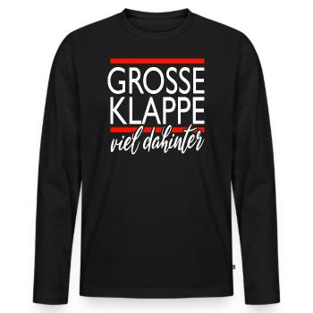 große klappe - viel dahinter - Männer Premium Bio Langarmshirt - Schwarz - Vorne - Nico (187cm)