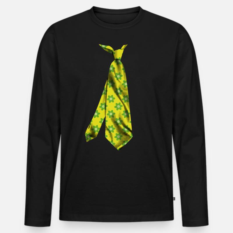 bunt bedruckte Krawatte Blumenmuster Design - Männer Premium Bio Langarmshirt - Schwarz