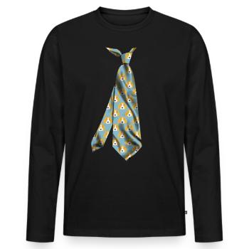 t-shirt cravate chien cravate chien Hund Krawatte - T-shirt manches longues Premium bio Homme - noir - Devant - Nico (187cm)