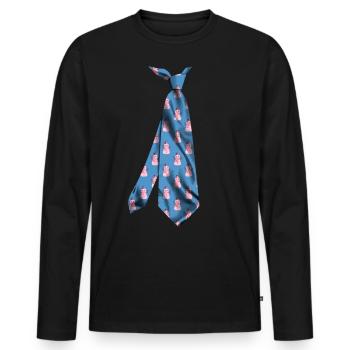 t-shirt necktie snowman Krawatte Schneemann - Men's Premium Organic Long Sleeve Shirt - black - Front - Nico (187cm)