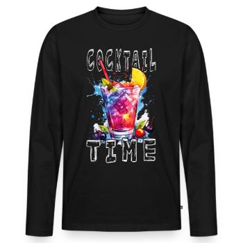 Cocktail Time Summer Beach Party Bar Club Drink - Men's Premium Organic Long Sleeve Shirt - black - Front - Nico (187cm)