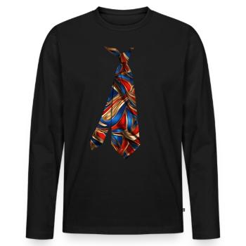 Colorful Printed Necktie T-Shirt Design Wallpaper - Men's Premium Organic Long Sleeve Shirt - black - Front - Nico (187cm)