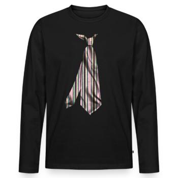 imprimé cravate tshirt japonais gravure sur bois imprimé- - T-shirt manches longues Premium bio Homme - noir - Devant - Nico (187cm)