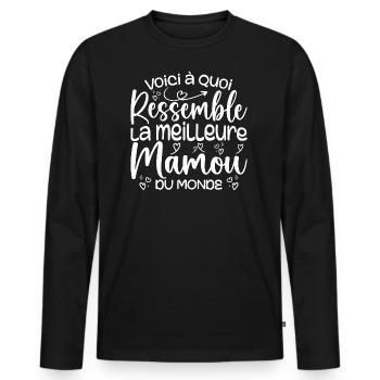 Cadeau Meilleure Mamou - Cadeau Super Mamou - T-shirt manches longues Premium bio Homme - noir - Devant - Nico (187cm)