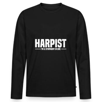 Harfenspieler | Harfe Harfenist Band Geschenkidee - Männer Premium Bio Langarmshirt - Schwarz - Vorne - Nico (187cm)