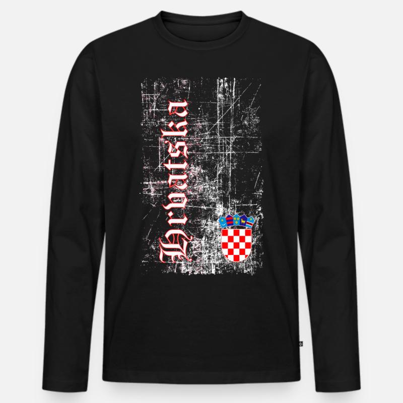 Hrvatska - Männer Premium Bio Langarmshirt - Schwarz