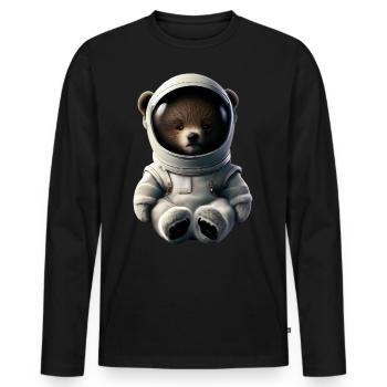 Ours en combinaison d’astronaute - T-shirt manches longues Premium bio Homme - noir - Devant - Nico (187cm)