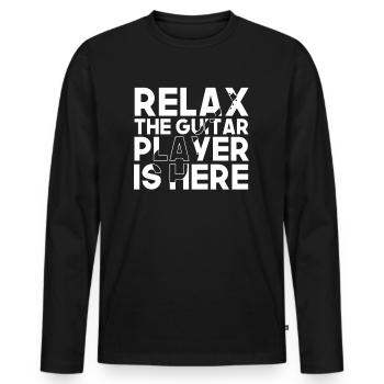 Guitar Player guitare sort - T-shirt manches longues Premium bio Homme - noir - Devant - Nico (187cm)