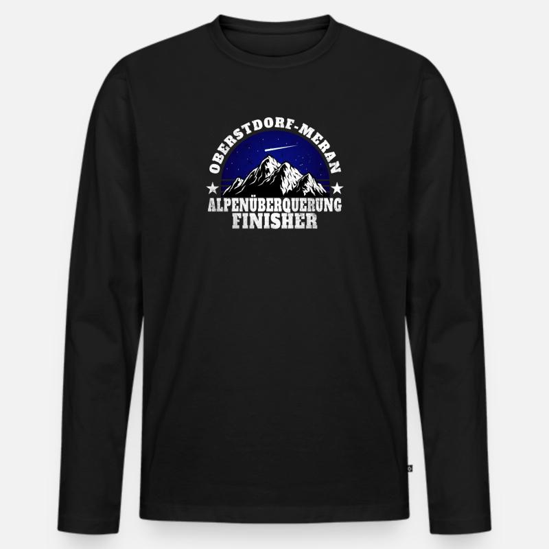 Alpenüberquerung E5 Oberstdorf Meran Alpen Berge - Männer Premium Bio Langarmshirt - Schwarz