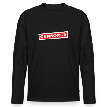 Censored Shirt Font - Men's Premium Organic Long Sleeve Shirt - black - Front - Nico (187cm)