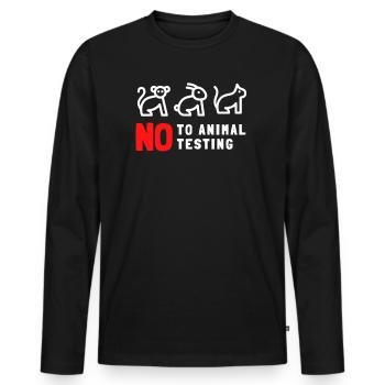 No to Animal Testing Animal Protection Advocacy - Men's Premium Organic Long Sleeve Shirt - black - Front - Nico (187cm)