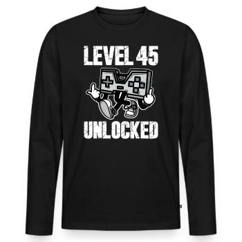 45 Birthday Level 45 Unlocked Anniversary 45 Years - Men's Premium Organic Long Sleeve Shirt - black - Front - Nico (187cm)
