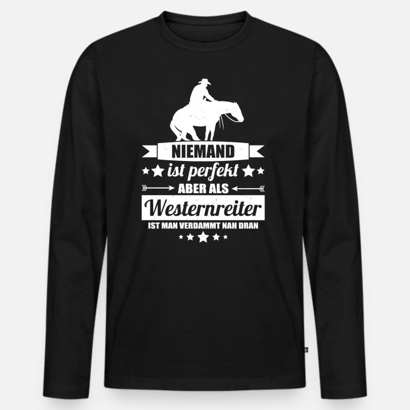 Westernreiter - Männer Premium Bio Langarmshirt - Schwarz