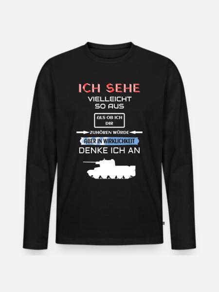Panzer - Männer Premium Bio Langarmshirt - Schwarz