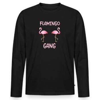 Flamingo gear as a gift Flamingos flamingo - Men's Premium Organic Long Sleeve Shirt - black - Front - Nico (187cm)