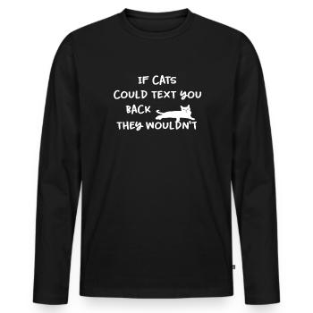 Chat drôle chat dame chat - T-shirt manches longues Premium bio Homme - noir - Devant - Nico (187cm)