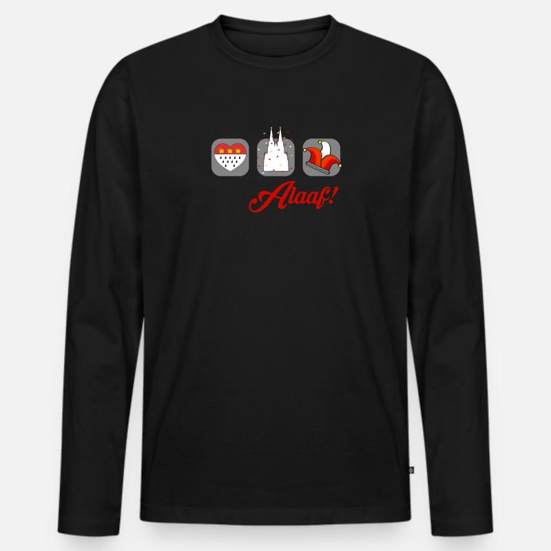 Alaaf Köln Kölle Karneval Wappen Kölner Dom - Männer Premium Bio Langarmshirt - Schwarz