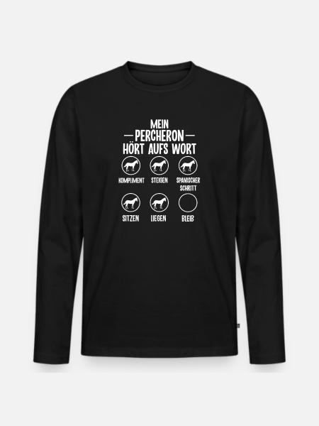 Lustiges Percheron Pferd Geschenk - Männer Premium Bio Langarmshirt - Schwarz