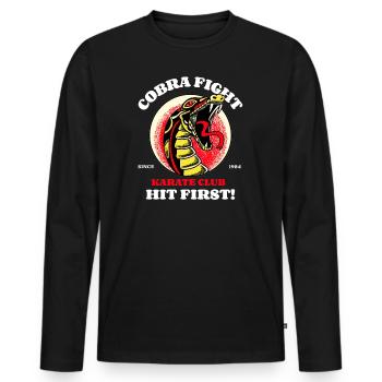 Cobra Fight Hit First - Karaté - T-shirt manches longues Premium bio Homme - noir - Devant - Nico (187cm)