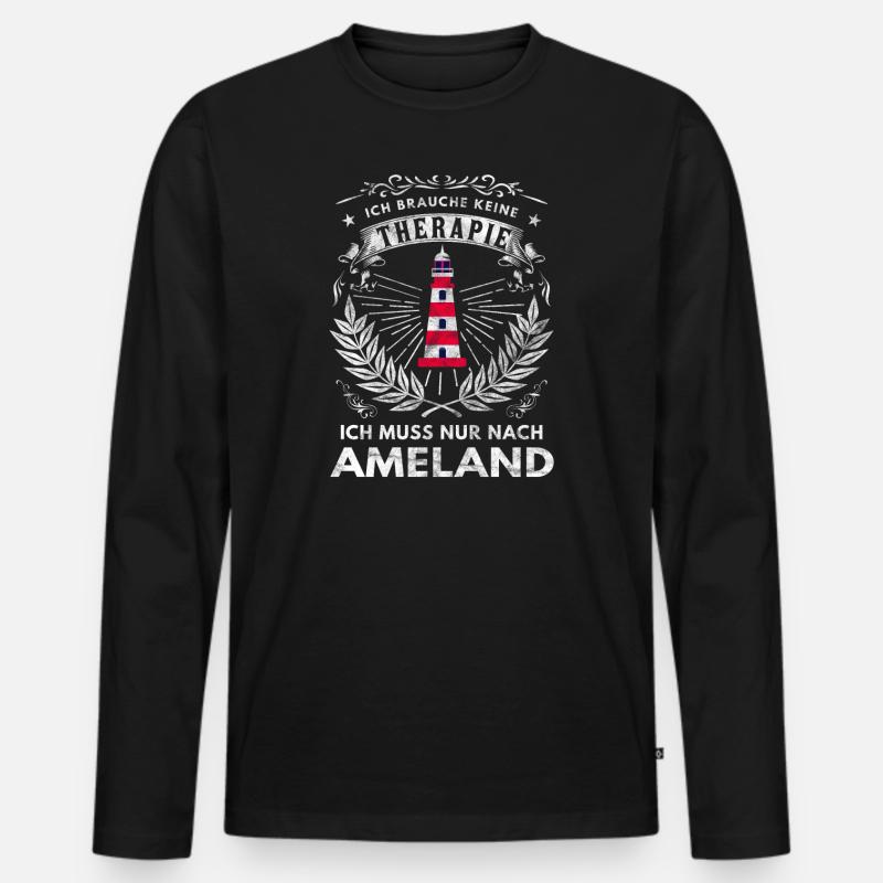 Ameland Insel Urlaub Souvenir - Männer Premium Bio Langarmshirt - Schwarz