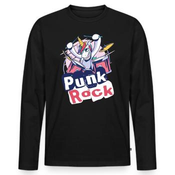 Punkrock Musik Punker Punkrock Irokesenschnitt - Männer Premium Bio Langarmshirt - Schwarz - Vorne - Nico (187cm)