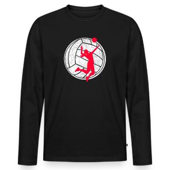 Volleyball Aufschlag Frau Volleyballerin rot - Männer Premium Bio Langarmshirt - Schwarz - Vorne - Nico (187cm)