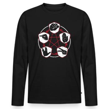 Nerdy Schere Stein Papier Spiel plus Eidechse Spock - Männer Premium Bio Langarmshirt - Schwarz - Vorne - Nico (187cm)